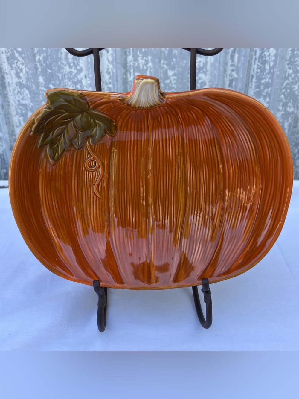 Ceramic Pumpkin Serving Dish Fall Harvest  Fruit Dish Decor